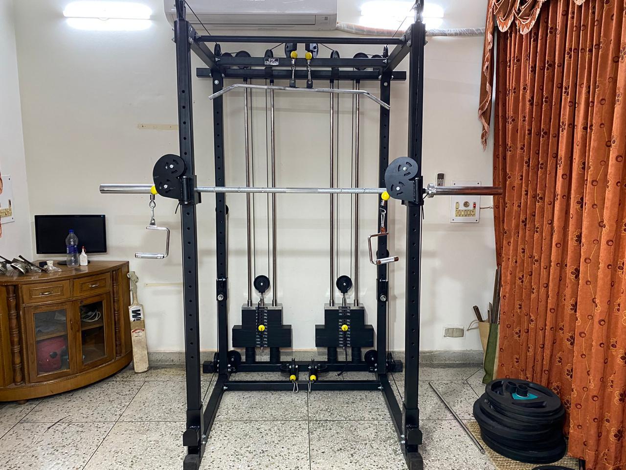 Multi Functional Power Cage - 2x4 Inch 12 Gauge Steel Frame | 6mm Cable 80kg Weight Stick Pu Rexine Cover 1-year Warranty Manual Operation