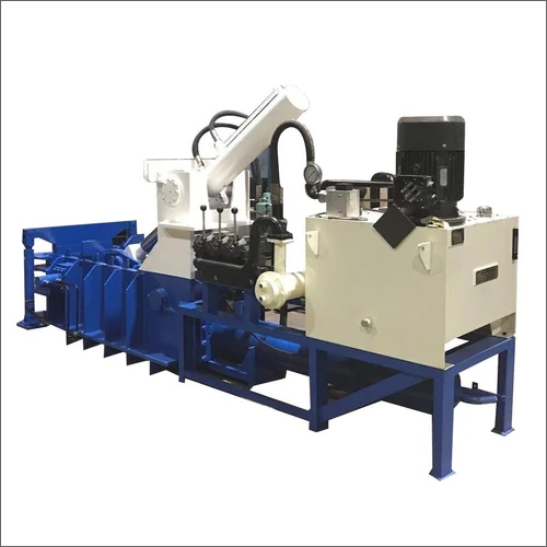 Hydraulic Mild Steel Scrap Baling Machine - Color: Blue And White