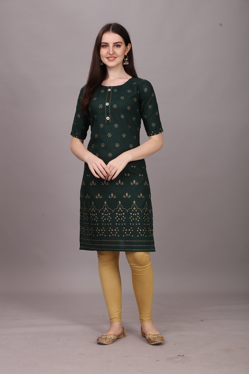 Mira Kurti-pink - Cotton, Xs-xxl, A-line Style | 3-4th Sleeve, Printed Design, Casual & Formal Wear For All Seasons
