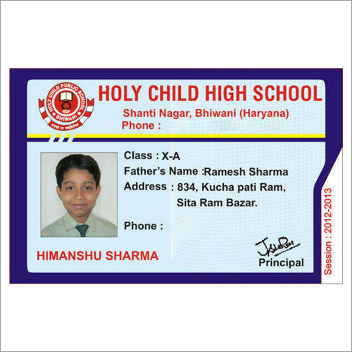 Plastic Pvc Rectangular School Id Card