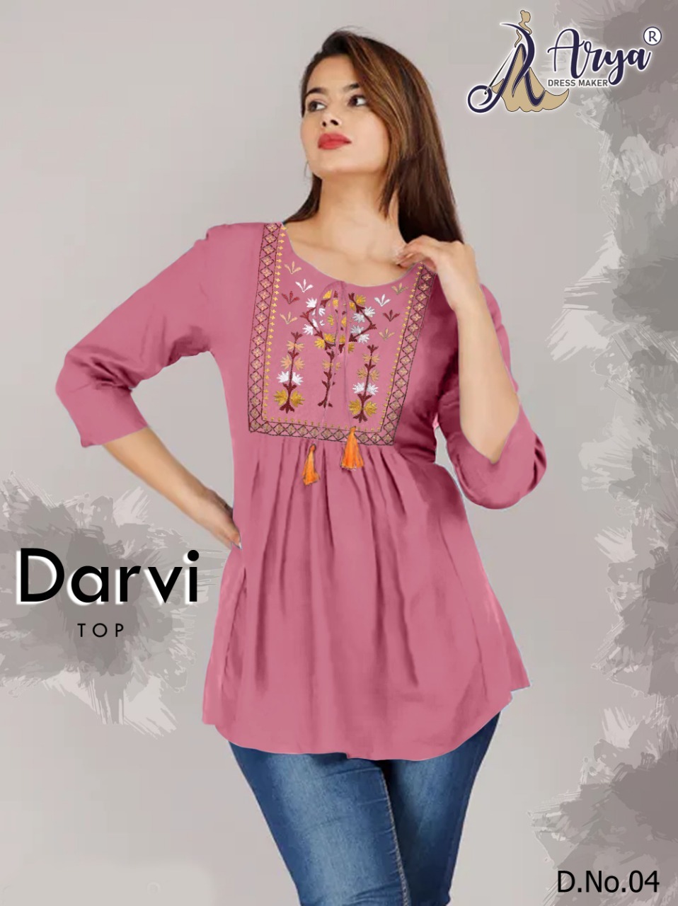 Cotton Top - Green, M/l/xl/xxl | Three-quarter Sleeve, Round Neckline, Embroidered Thread Work, Casual Daily Wear