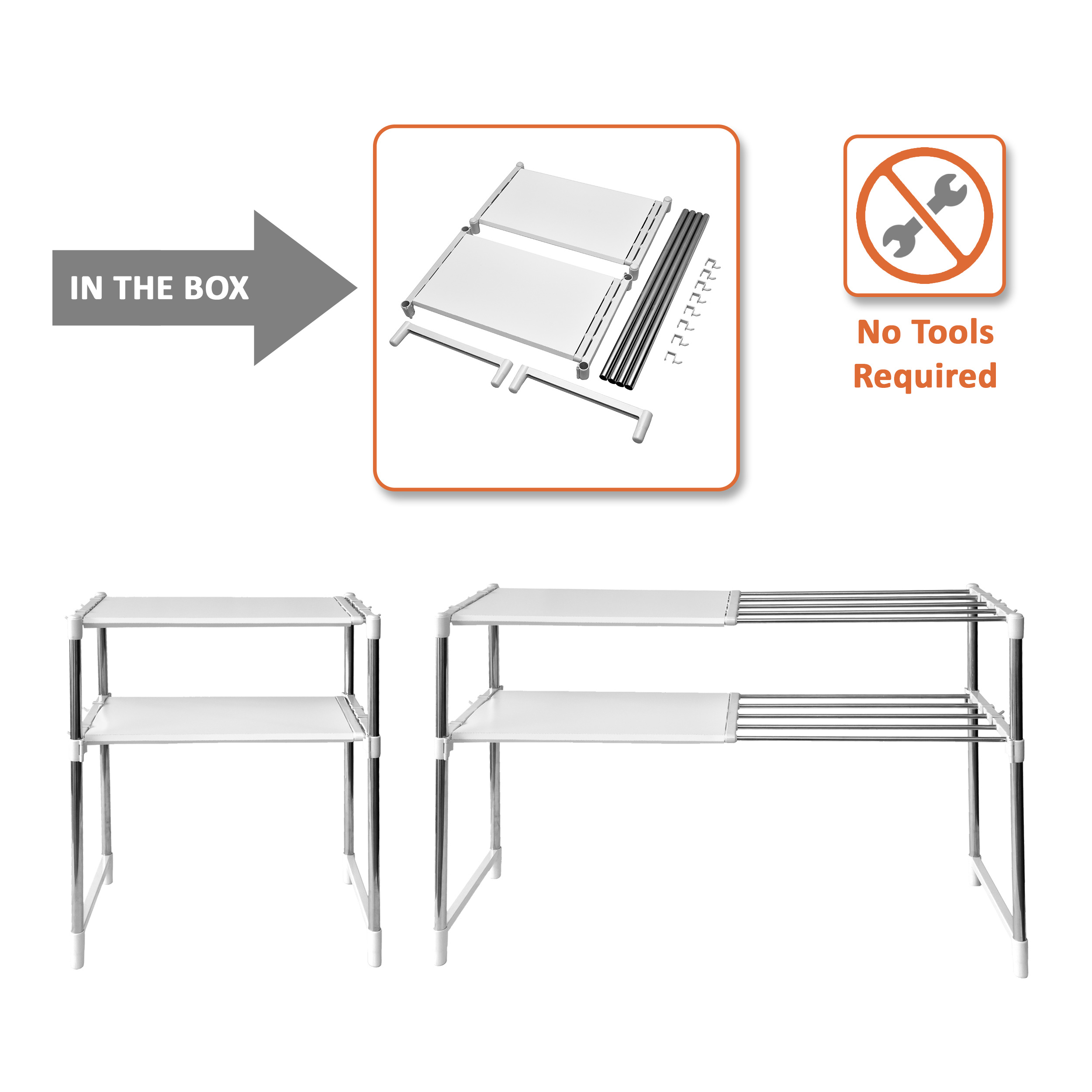 Livingbasics 2-tier Stainless Steel Multipurpose Shoe Rack - 50x30x65 Cm, Snow White, Heavy Duty & Adjustable Design For Home, Office, Bathroom & Kitchen Use