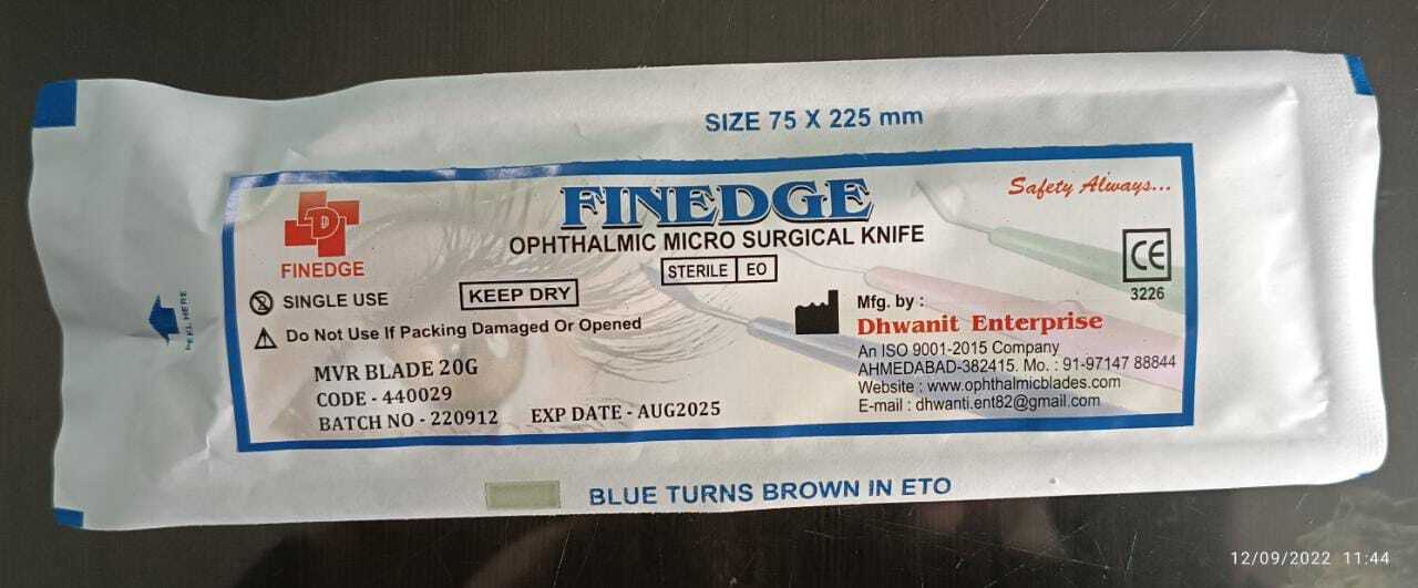 Ophthalmic Surgical Mvr Blade - Stainless Steel, 19g, 20g, 24g | Manual Usage, Sterilized, Standard Grade, Designed For Precision In Surgical Procedures