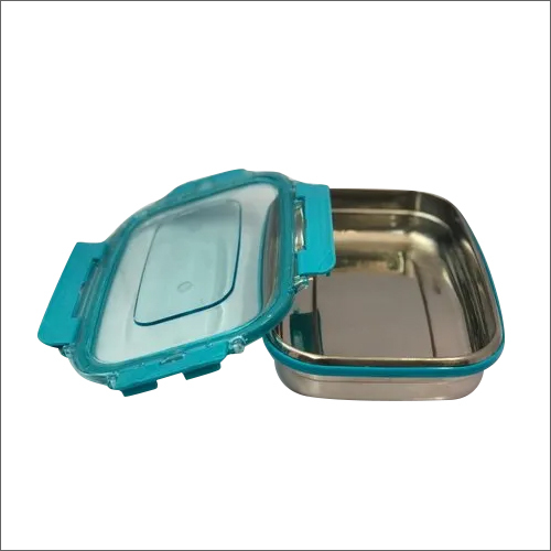 Silver-Blue Stainless Steel Lunch Box