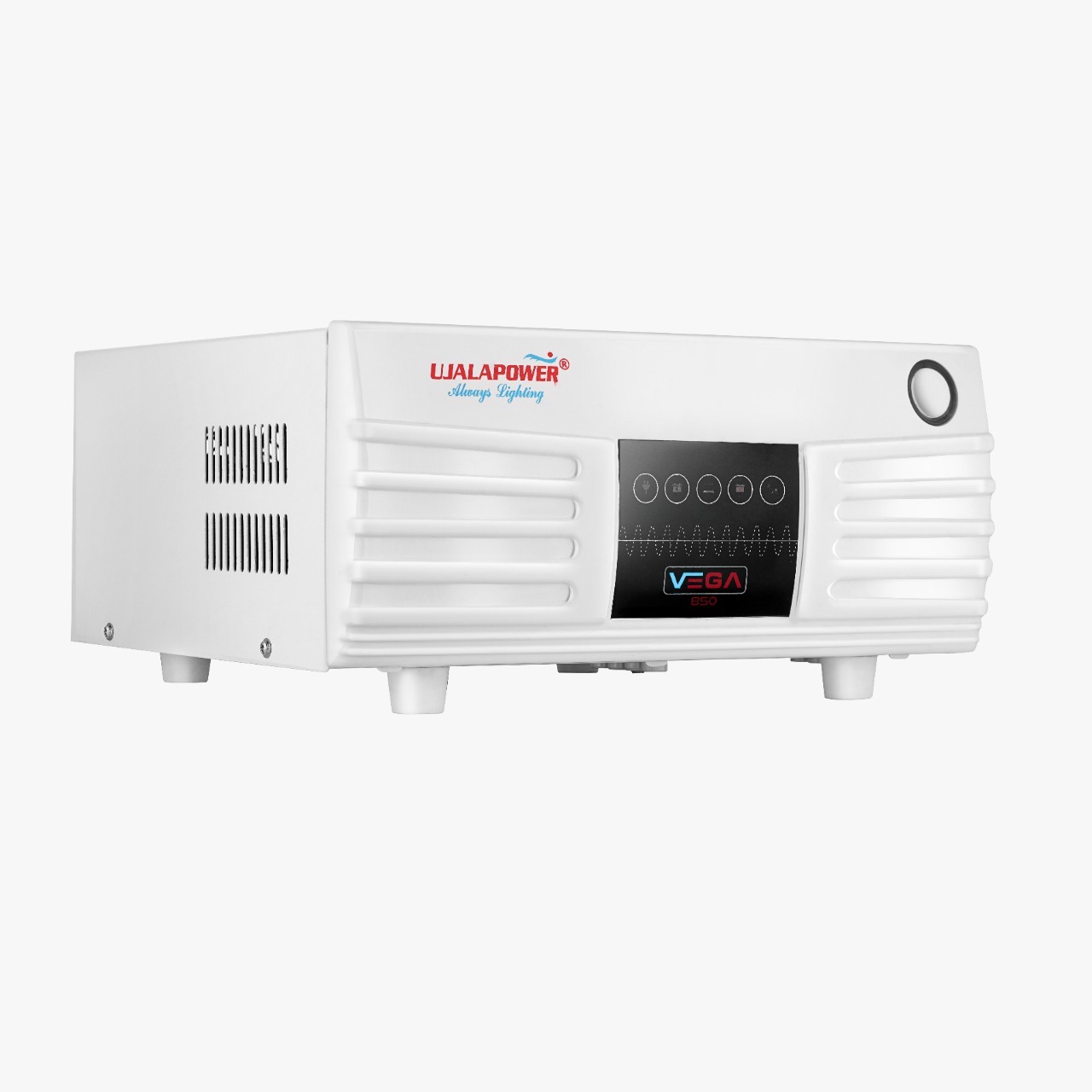 Home Ups Vega 850 - 13x13x8 Inch, White & Grey | 12v, 50hz, Portable Power Backup With Overload Protection & User-friendly Led Display