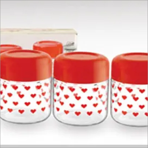 3 pcs Jar - Glass Material, Printed Pattern | Elegant Storage Solution for Kitchen Organization and Decorative Display