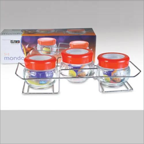 3 pcs Mondo Jar - Glass Material, Transparent Color , Plain Pattern for Versatile Storage and Organization Solutions