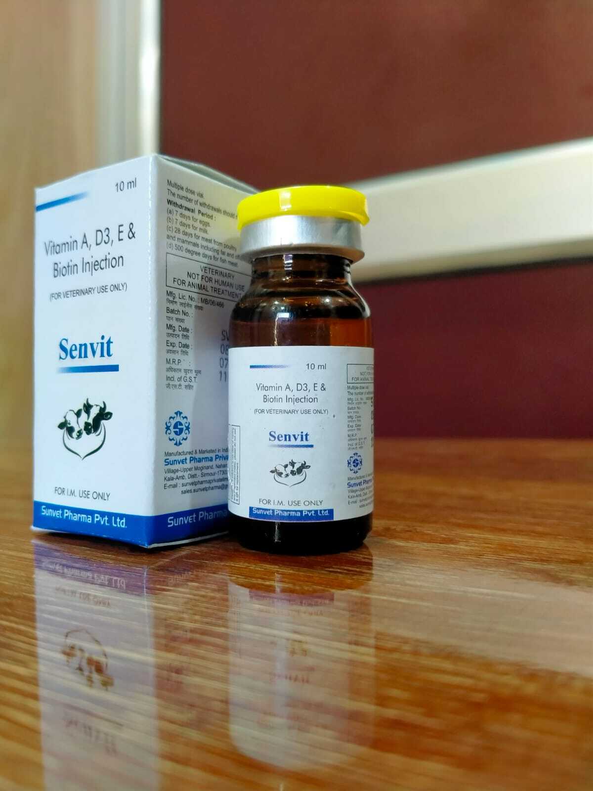 Vitamin A D E & H Veterinary Injection - 10 Ml Liquid | For Cats, Cattle, Goats, Pigs, Poultry, Sheep, And Special Breed Animals, Treats Respiratory And Alimentary Tract Infections