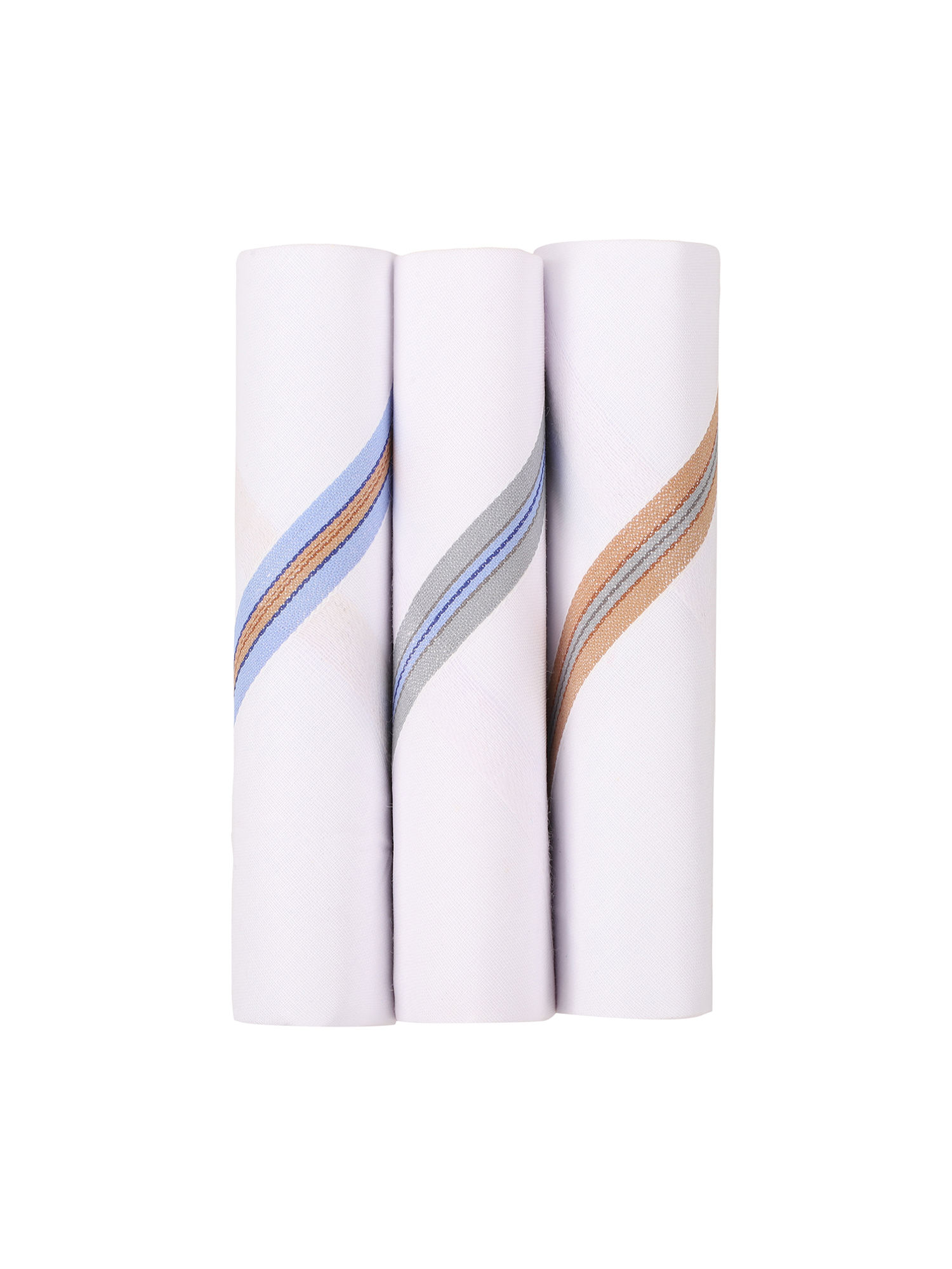 3 Piece Pack Mens Handkerchief - 100% Cotton 42 Cm X 42 Cm White | Printed Pattern Plain Style Ideal For Everyday Use