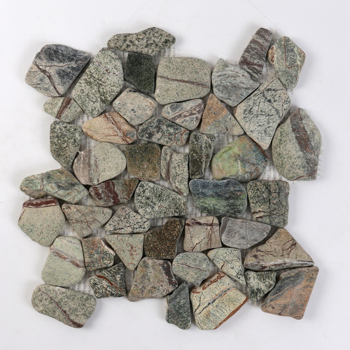 External Wall Cladding - Natural Stone, Irregular Shape, Variable Size, Green Color, 10-15 mm Thickness for Exterior Wall Application