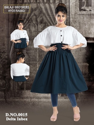 Unbox Delta Fabrics - Polyester XL Dress, 40 inches Length | Washable, Plain Pattern, Summer & All Season Wear, Western Style