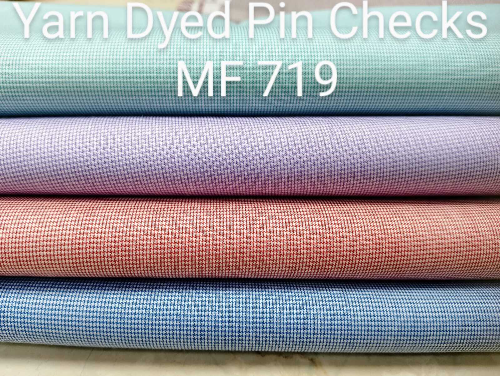 Colourfastness Pin Checks Shirting Fabric