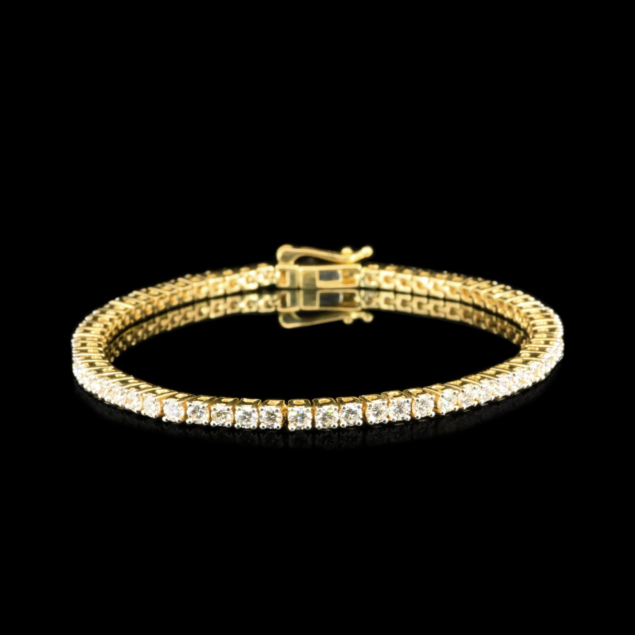 Yellow Gold Tennis Bracelet Lab Grown Diamond Diamond Clarity: Vvs1