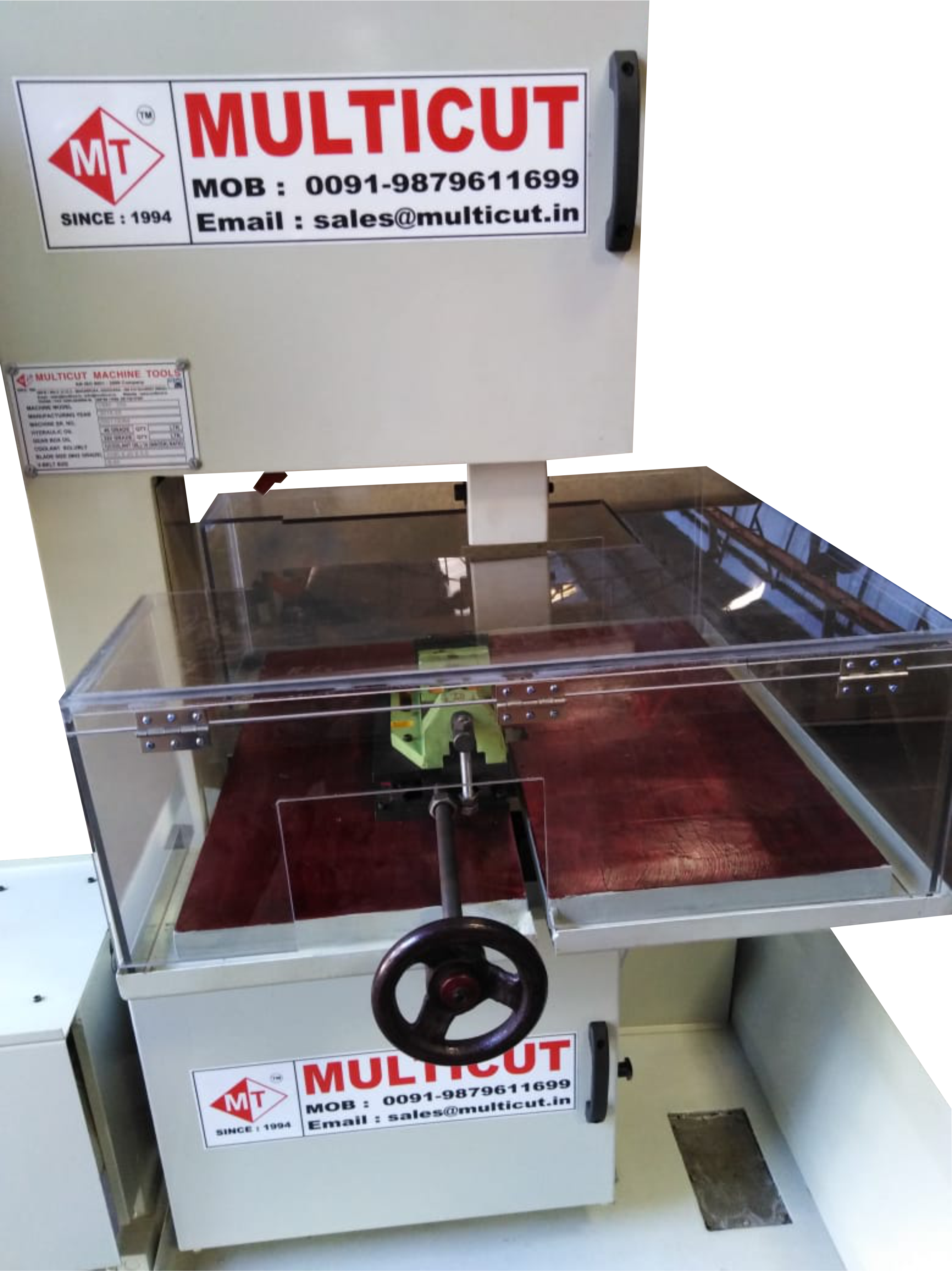 Vertical Bandsaw Machine Tilting Table - Steel, 1000x1000x1710 Mm, Gray Color, Electric Drive, 27mm Width X 0.9mm Thickness Blade, Manual Control, 1050 Kg Weight, Semi-automatic Cutting Function | Vibration Free, High Efficiency, Easy Installation, Durable Build