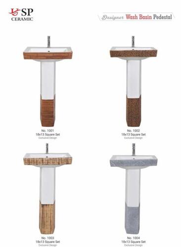 स्मूथ डिज़ाइनर पेडस्टल वॉश बेसिन सेट
