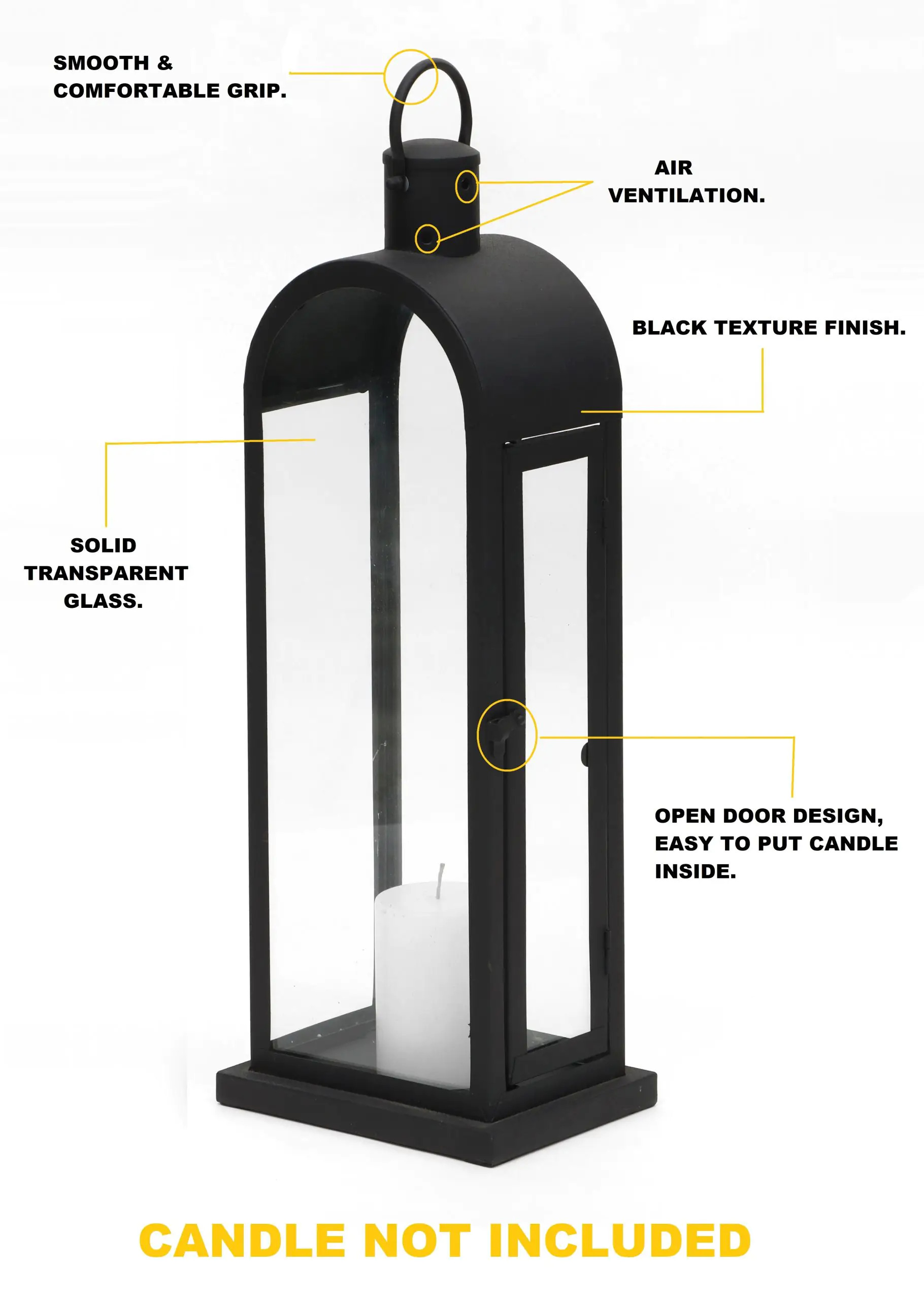 Black Modest Candle Lantern
