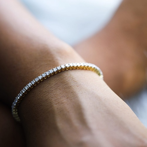 Yellow Gold Tennis Bracelet Lab Grown Diamond Diamond Clarity: Vvs1