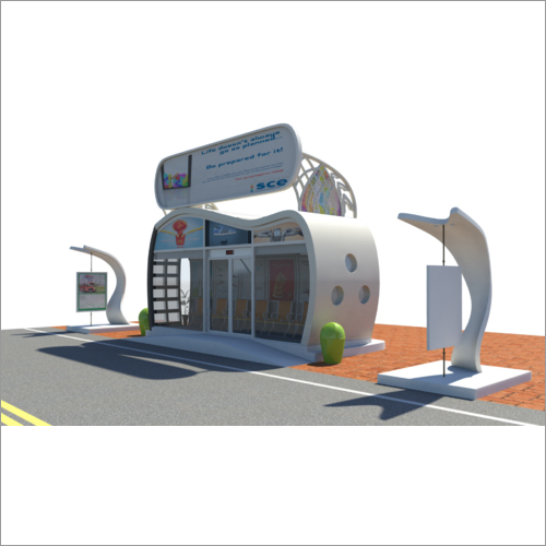 AC Bus Shelters - Stainless Steel & Aluminium Frame, White Colour, Electric Light Source, Abstract Shape, Matte Finish