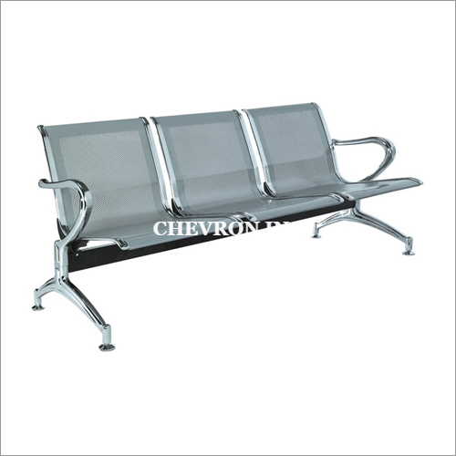 WC 452 Waiting Chairs - Stainless Steel, 71" W x 27" D x 3" H , Modern Silver Design, Durable and Easy to Clean