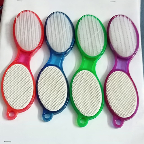 Foot Scrubber - Plastic Material, Red Color | Ergonomic Handle Design, Nylon Bristles, Set Of 3