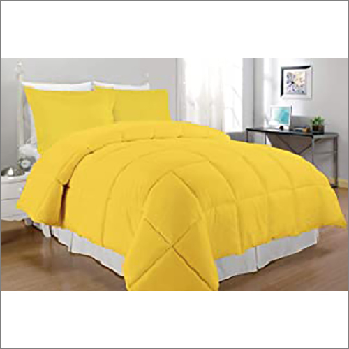 Yellow Box Stitched Comforter - Natural Material Layers, Full Size, Yellow Color | Plain Dyed, Customized Designs for Home and Hotel Use