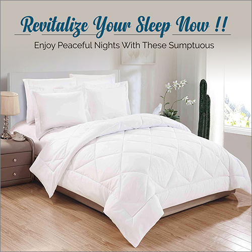 Diamond Stitched Comforter - Cotton Blend, Full Size, White | High Quality, Plain Dyed Design for Home and Hotel Use