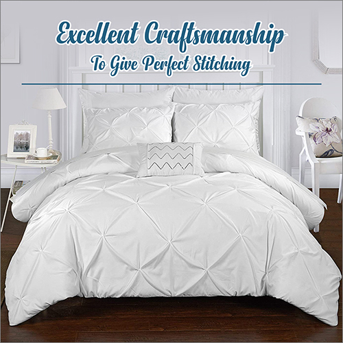 Washable White Pinch Pleated Duvet Set