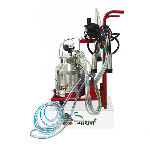 Red Milking Machine Trolley For Cows And Buffaloes