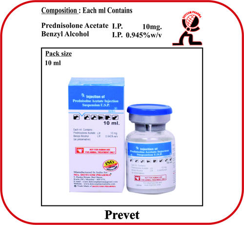 Prednisolone Acetate 10Mg Inj. Brand-Prevet 10 Ml - Medicine Type: Veterinary Injectables