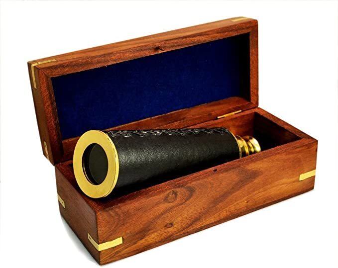 15 Inches Handheld Brass Telescope With Wooden Box Nautical Pirate Scope Toy By Nautical Toy Parallel Import Goods
