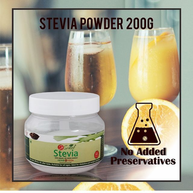 So Sweet Stevia Powder - 200 Gm Pack Size, 100% Pure Natural Sweetener, Sugar-free Sweetness