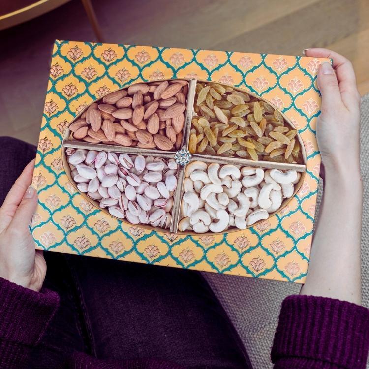 Diwali Gift Pack Kk - 150 Gm Cashew, Almond, Pistachio, Fig, And Raisins | Attractive Gift For Celebrations, Customizable For Corporate & Home Use