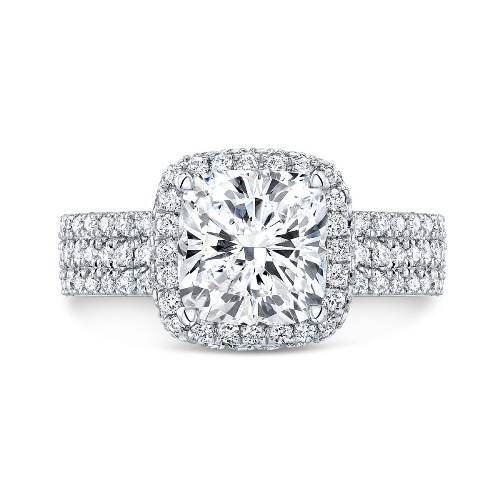 Cushion Shape Lab Grown Diamond Halo Engagement Ring In 14 K White Gold Diamond Carat Weight: 2.00 ( Approx ) Carat