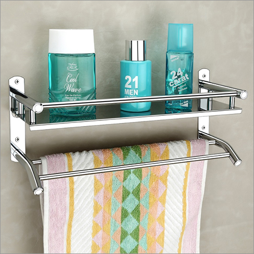 SS Bathroom Shelf - Stainless Steel, Various Sizes Available, Glossy Silver Finish | Elegant Design, Anti-Rust, Easy to Assemble