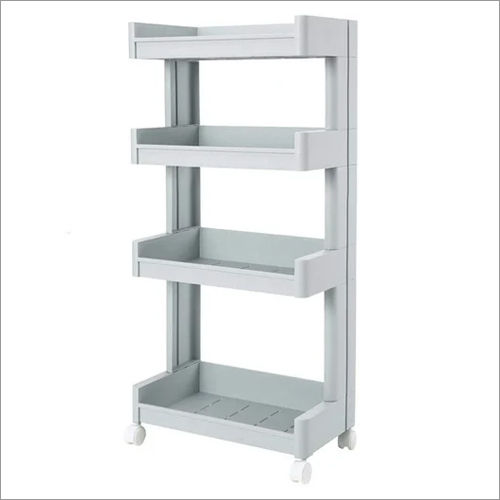 White Plastic 4 Shelves Storage Unit