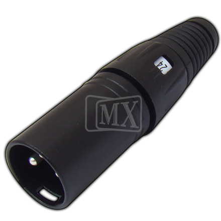 MX 3 PIN MIC MALE कनेक्टर XLR नंबर मार्क के साथ काले कोटेड