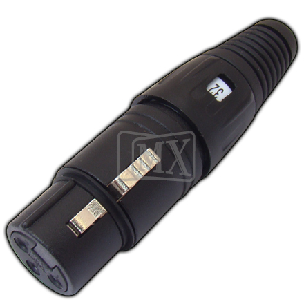 MX 3 PIN MIC FEMALE कनेक्टर XLR संख्या मार्क काले कोटेड के साथ