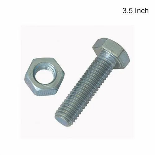 Mild Steel Hexagonal Bolt - 3.5 Inch, Chrome Polished Finish, Full Threaded, 440 MPa Tensile Strength