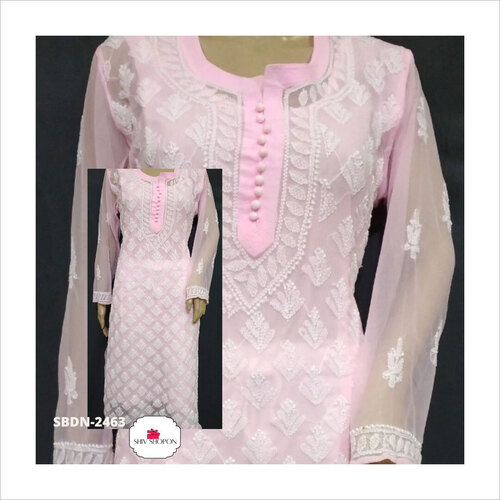 Breathable Ladies Light Georgette Chikankari Kurti
