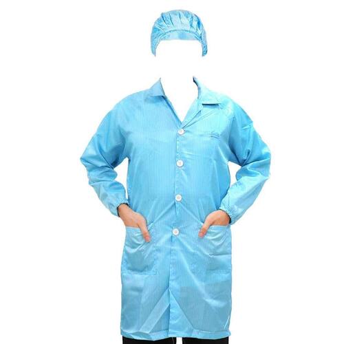 ESD APRON - Imported P/C Cloth, Length 40 Inch, Unisex Sizes S-XXL | Features Ring Steel or Nylon Button, Elastic Sleeves, Breathable, Washable