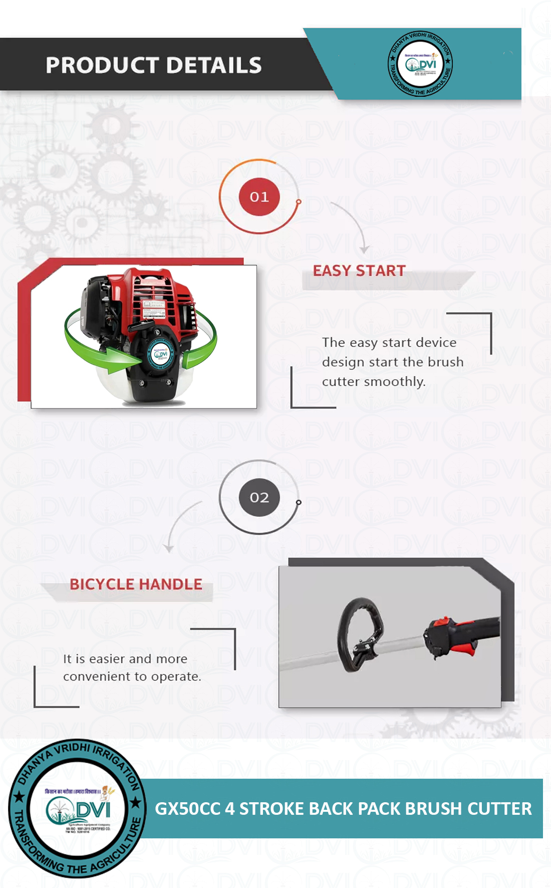 4 Stroke 50cc Backpack Brush Cutter Weight: 8.5-9.5kg Kilograms (Kg)