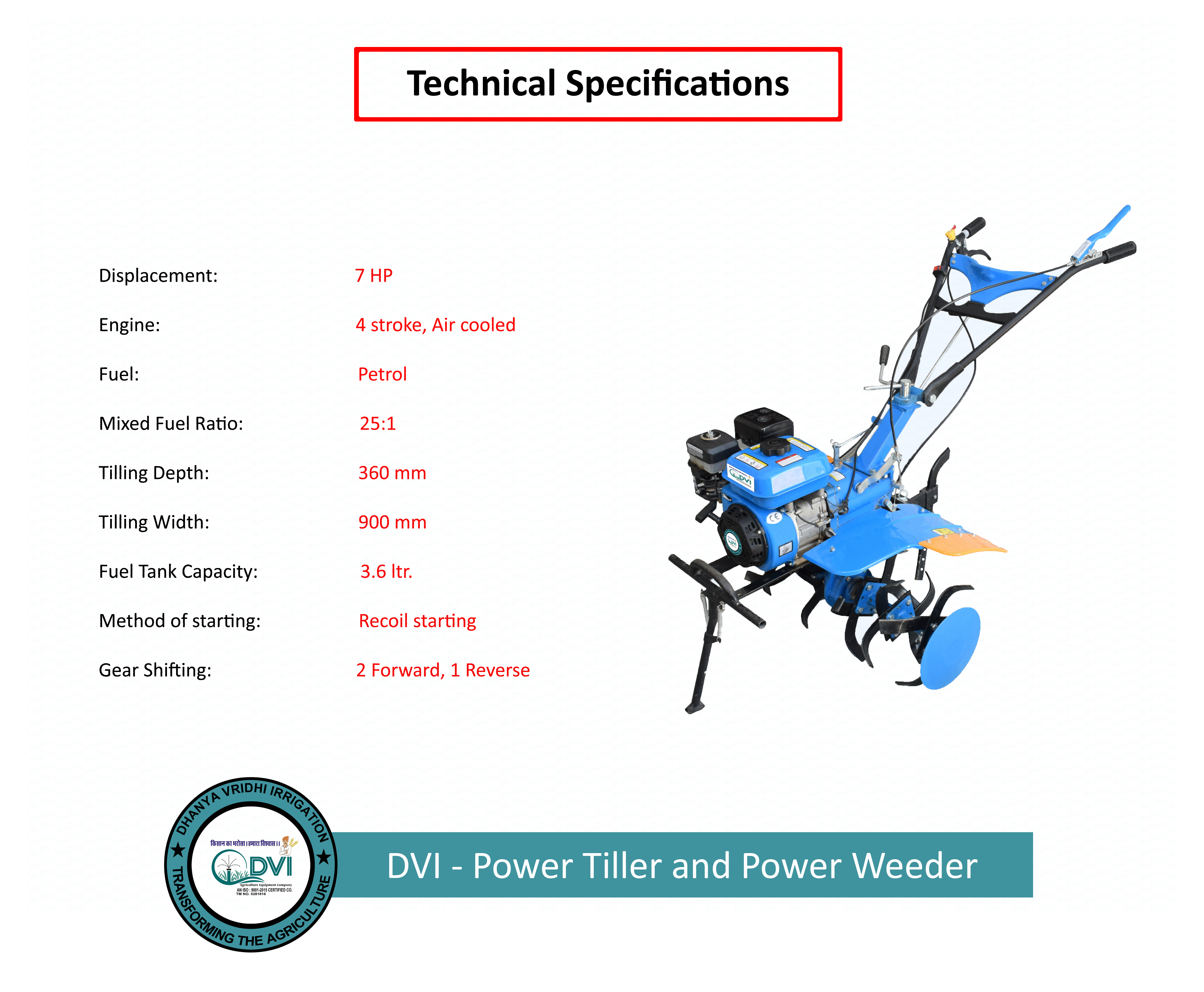 7hp Power Tiller Capacity: 100 Kg/hr
