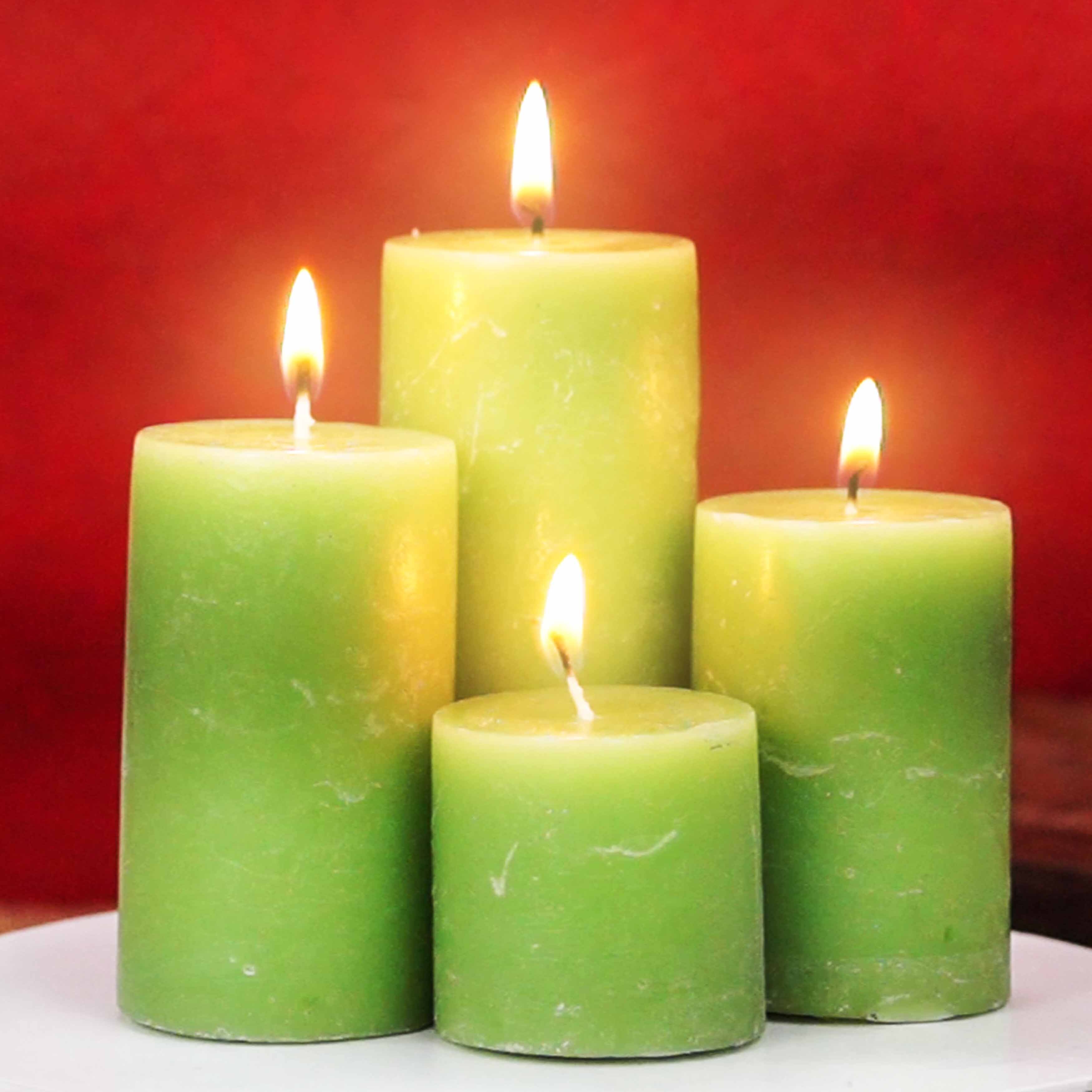 Lemon Grass Scented Pillar Candle Gift Set - Handmade Pure Paraffin Wax , Rustic Pillar Shape, 20 Hours Burning Time, Cotton Wick