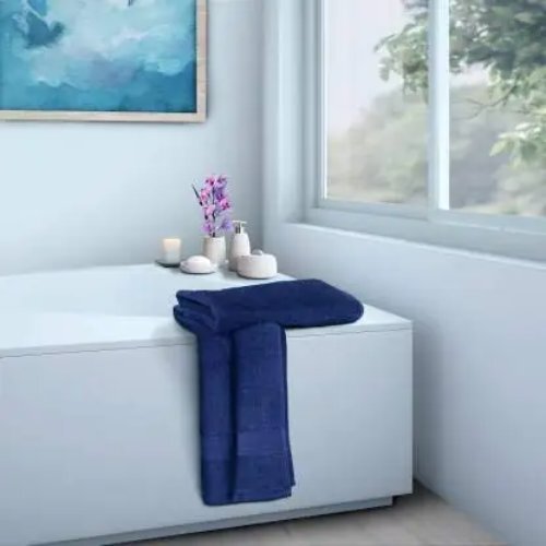Bath Towel - 100% Cotton, 30 X 60 Inches, Navy Blue | Highly Absorbent, Lightweight, Soft Touch, Durable Ring Spun Cotton