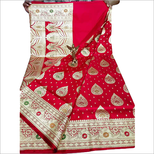 पार्टी वियर मिनाकारी बनारसी लाल साड़ी