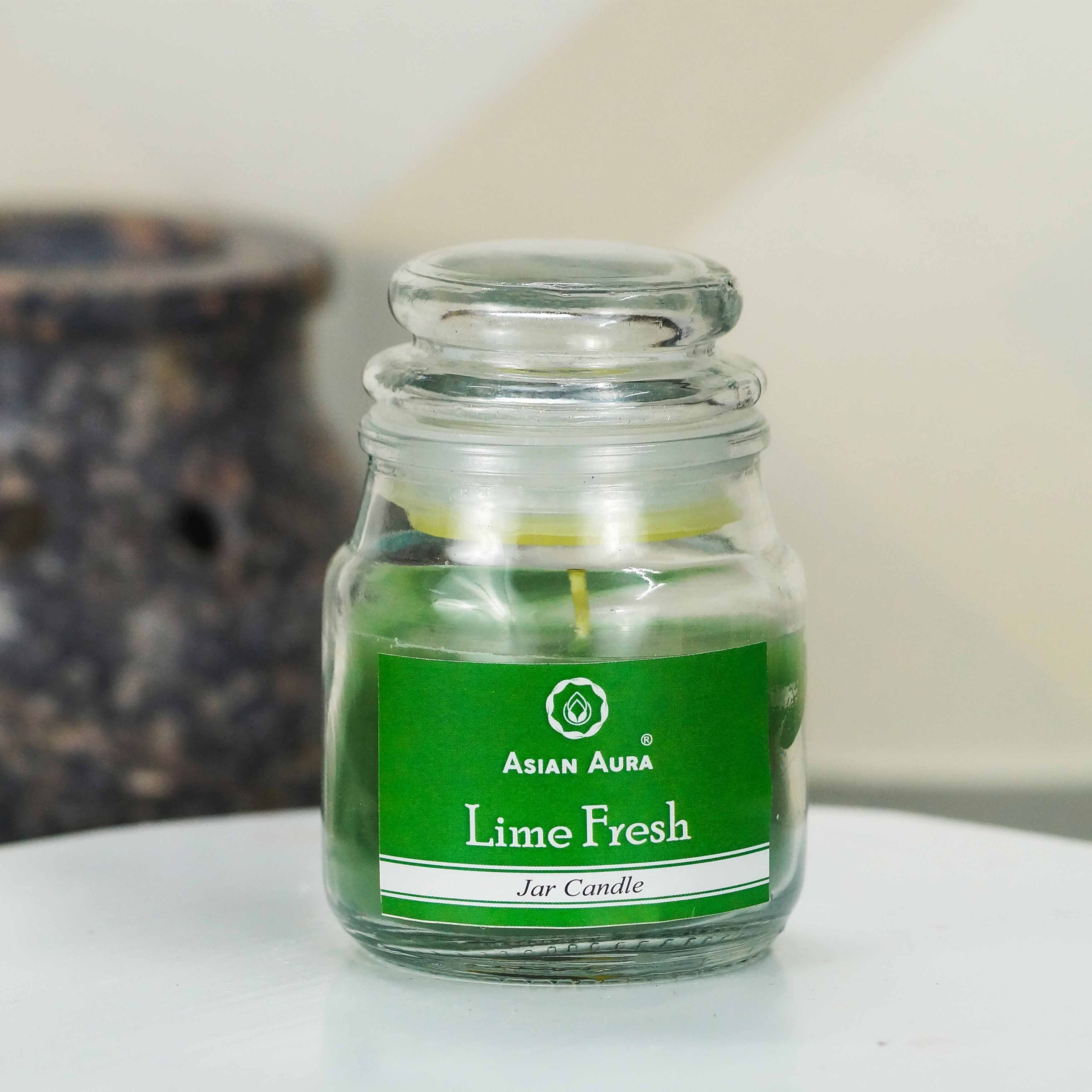 Asian Aura - Pure Paraffin Wax Rustic Pillar Candle | Green 5x5x9 Cm 25 Hours Burning Time Handmade Scented Cotton Wick