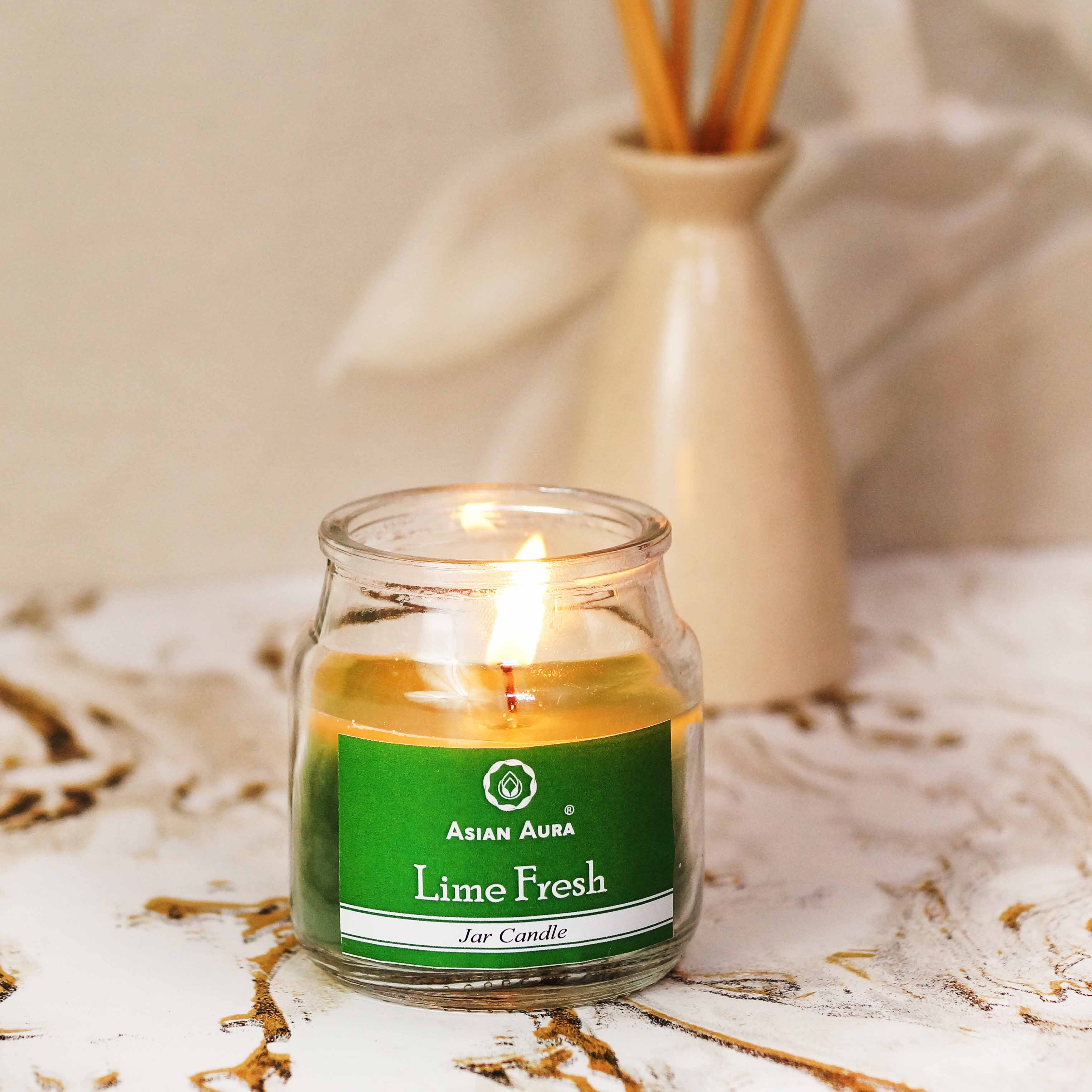 Asian Aura - Pure Paraffin Wax Rustic Pillar Candle | Green 5x5x9 Cm 25 Hours Burning Time Handmade Scented Cotton Wick
