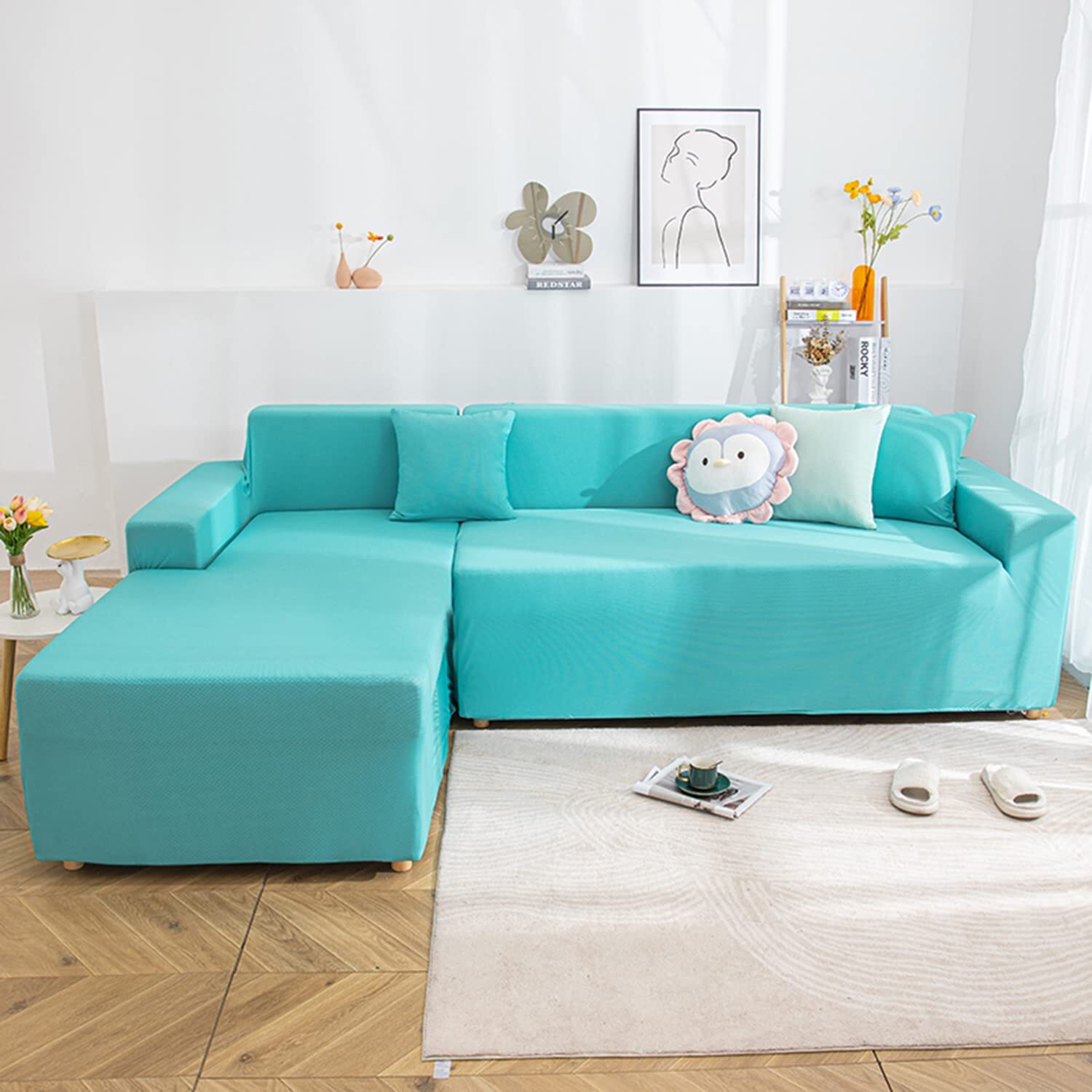 Multi Color House Of Quirk Single Seater Sofa Slipcover With 1 Cushion Cover