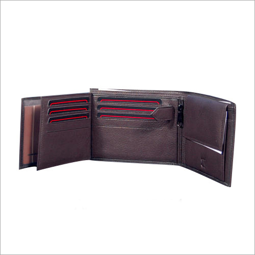Mens 3 Fold Leather Wallet - Leather Material Multiple Sizes Available Classic Black Color | Compact Design For Cash Credit Cards & Id