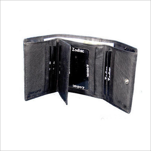 Mens 3 Fold Leather Wallet - Leather Material Multiple Sizes Available Classic Black Color | Compact Design For Cash Credit Cards & Id